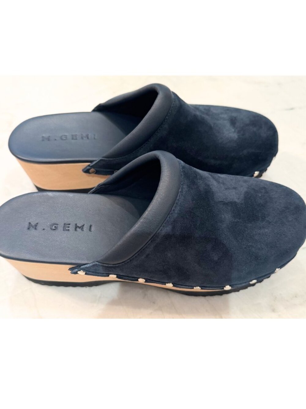 M. Gemi The Greta Suede Clog in Teal Size 39